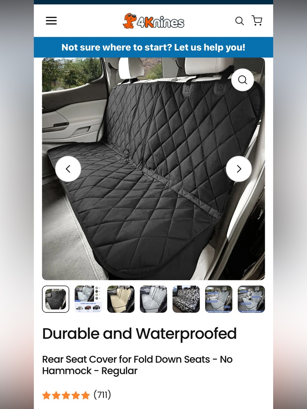 Rear Seat Cover for Fold Down Seats - No Hammock - Regular